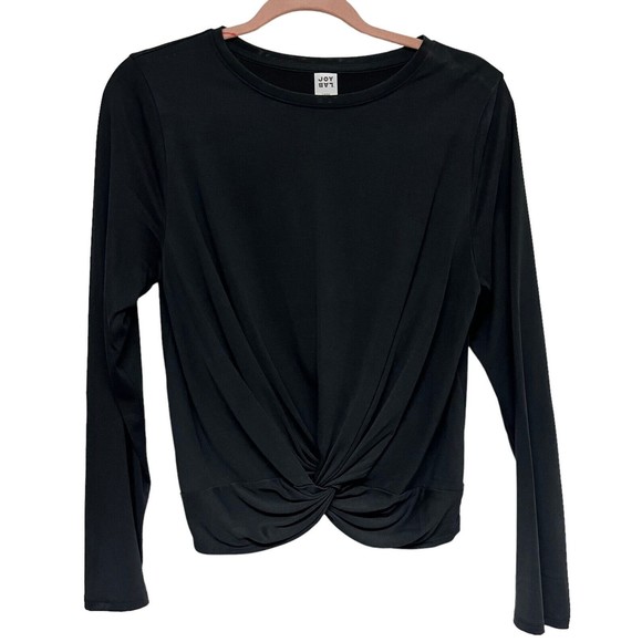 Joy Lab Womens Athletic Workout Shirt Top Black Twist-Front Long Sleeve Size L - Picture 1 of 4